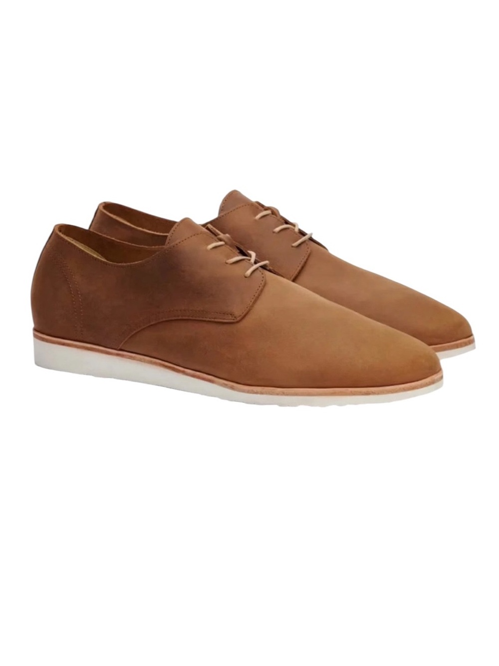 NIB Nisolo Tan Suede Derby with White Sole Lightweight Driving Shoes - Picture 2 of 4